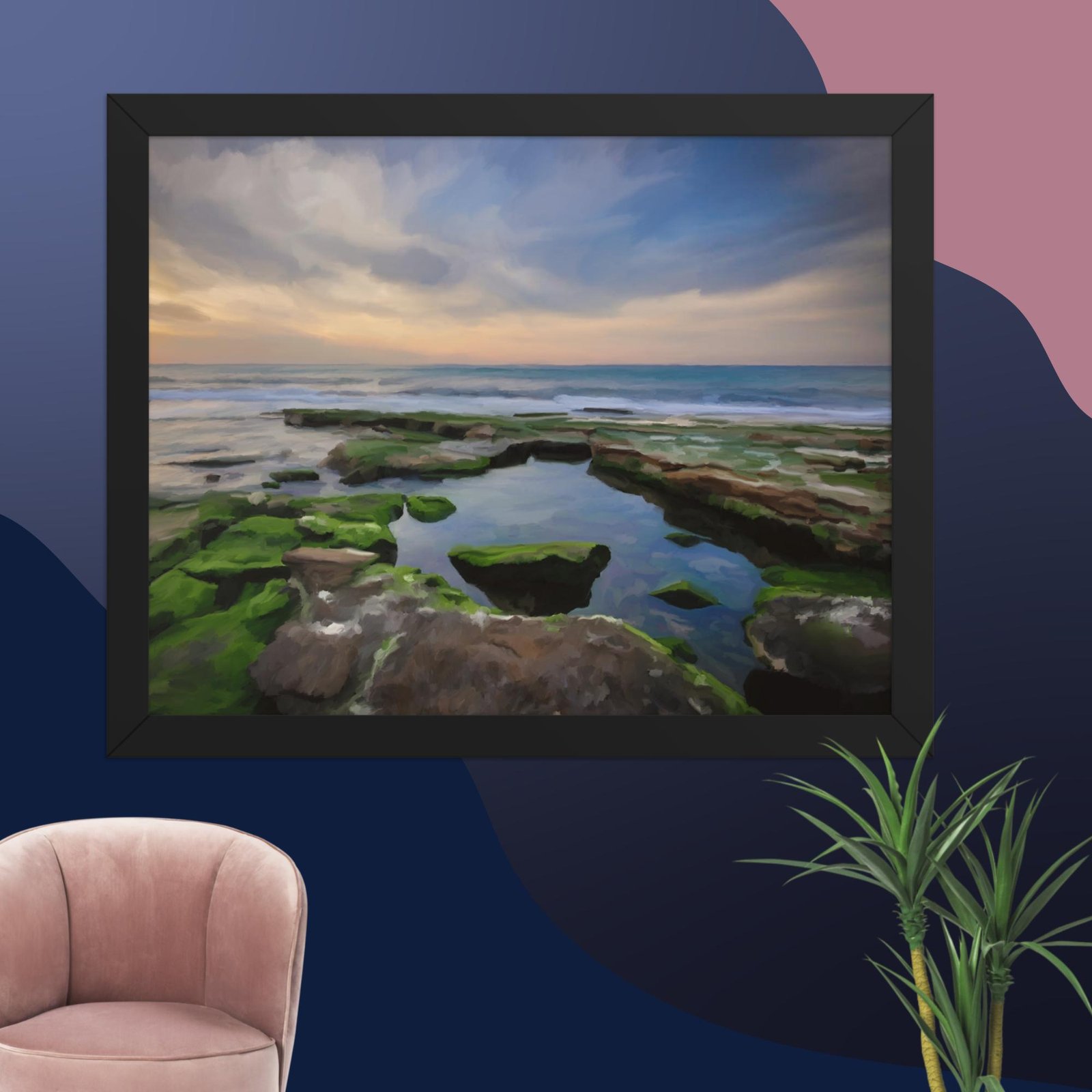 Shanklin rockpool - beach Painting Poster - Image 4