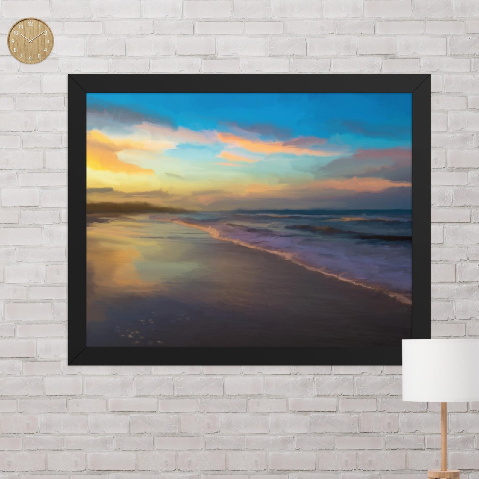 Serene sunset - Beach Seascape Painting Poster - Image 4