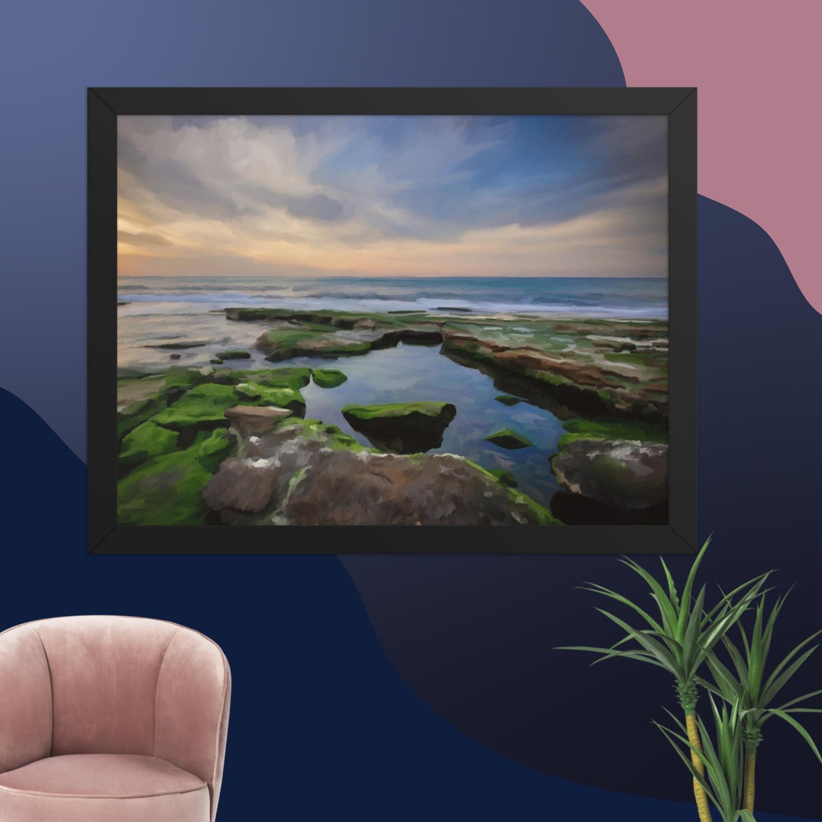Shanklin rockpool - beach Painting Poster - Image 6