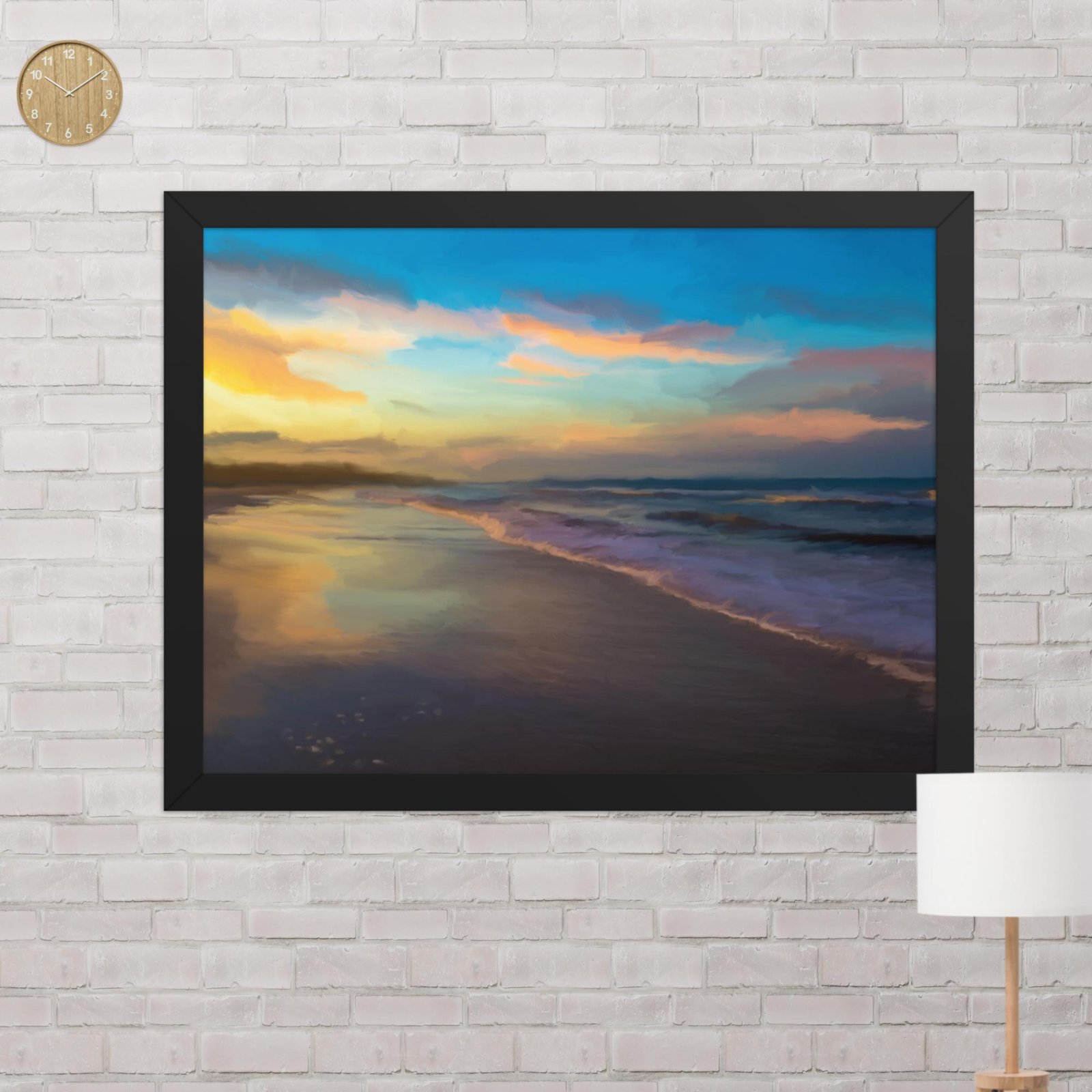 Serene sunset - Beach Seascape Painting Poster - Image 6