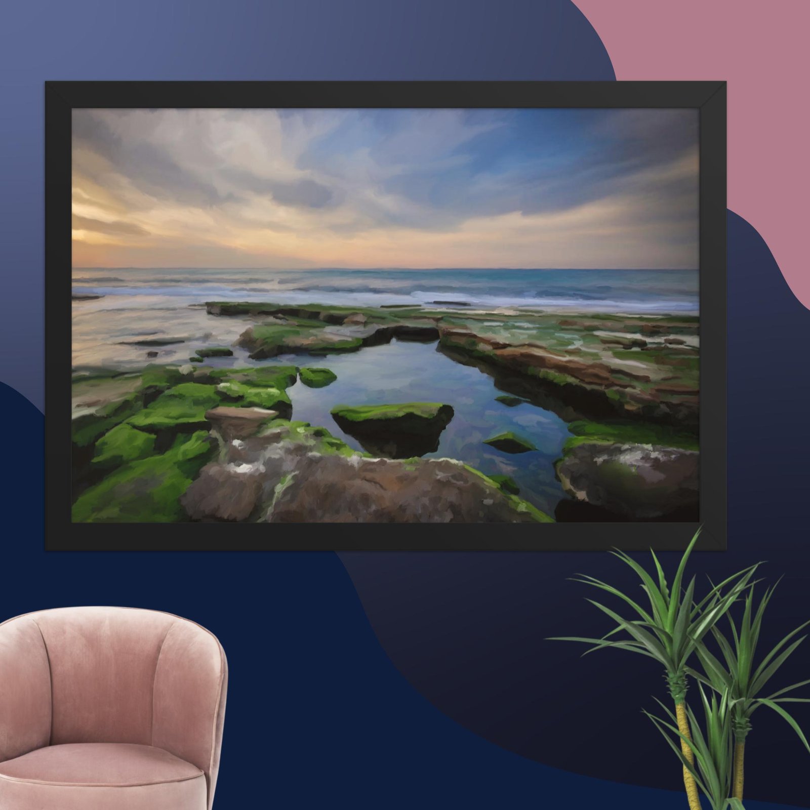 Shanklin rockpool - beach Painting Poster