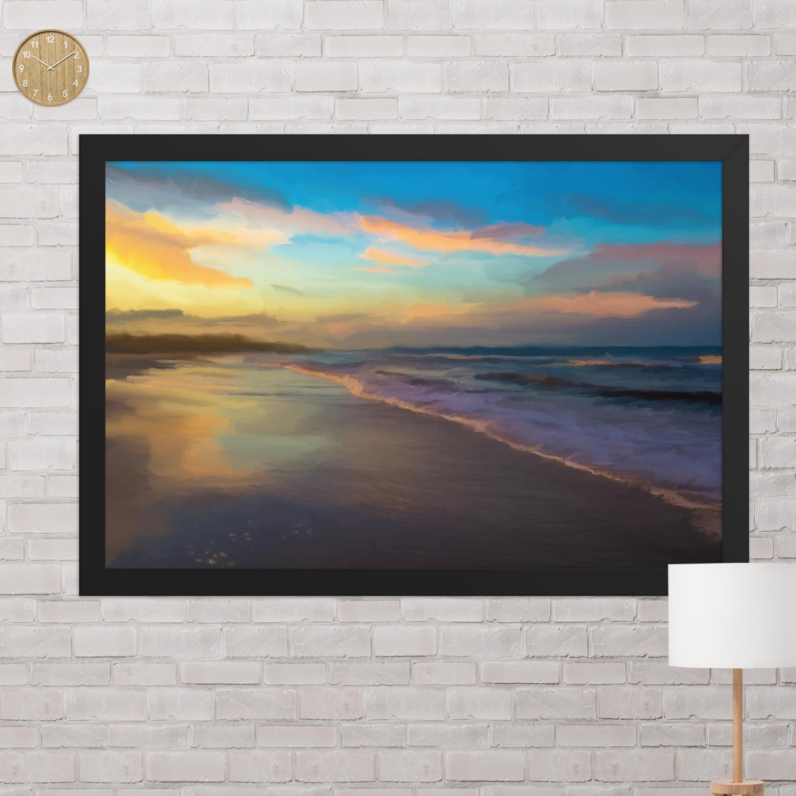 Serene sunset - Beach Seascape Painting Poster - Image 8