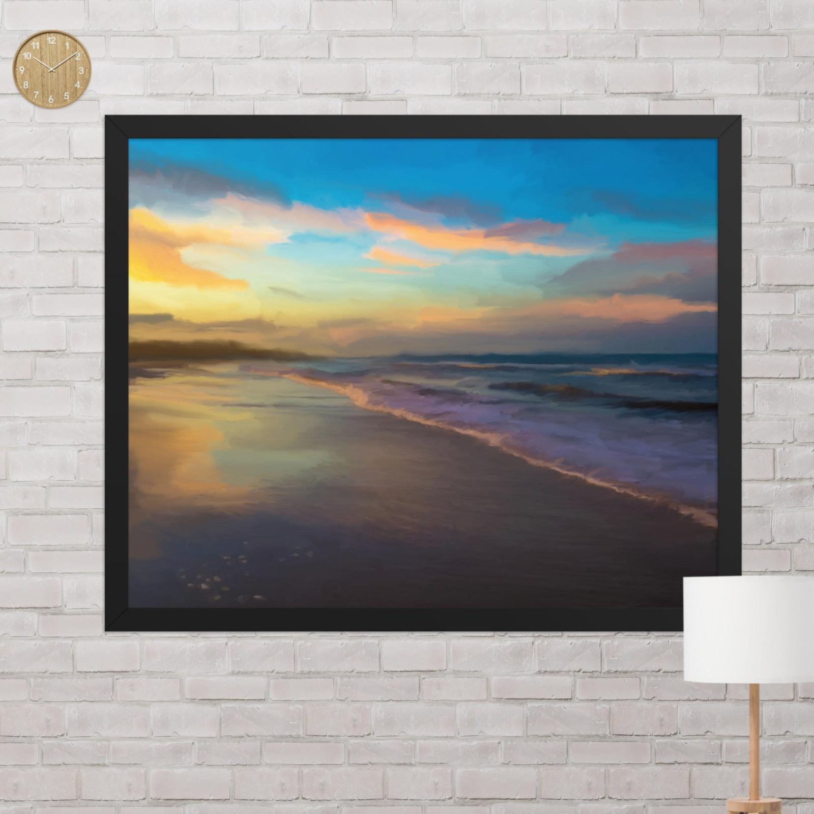 Serene sunset - Beach Seascape Painting Poster - Image 10