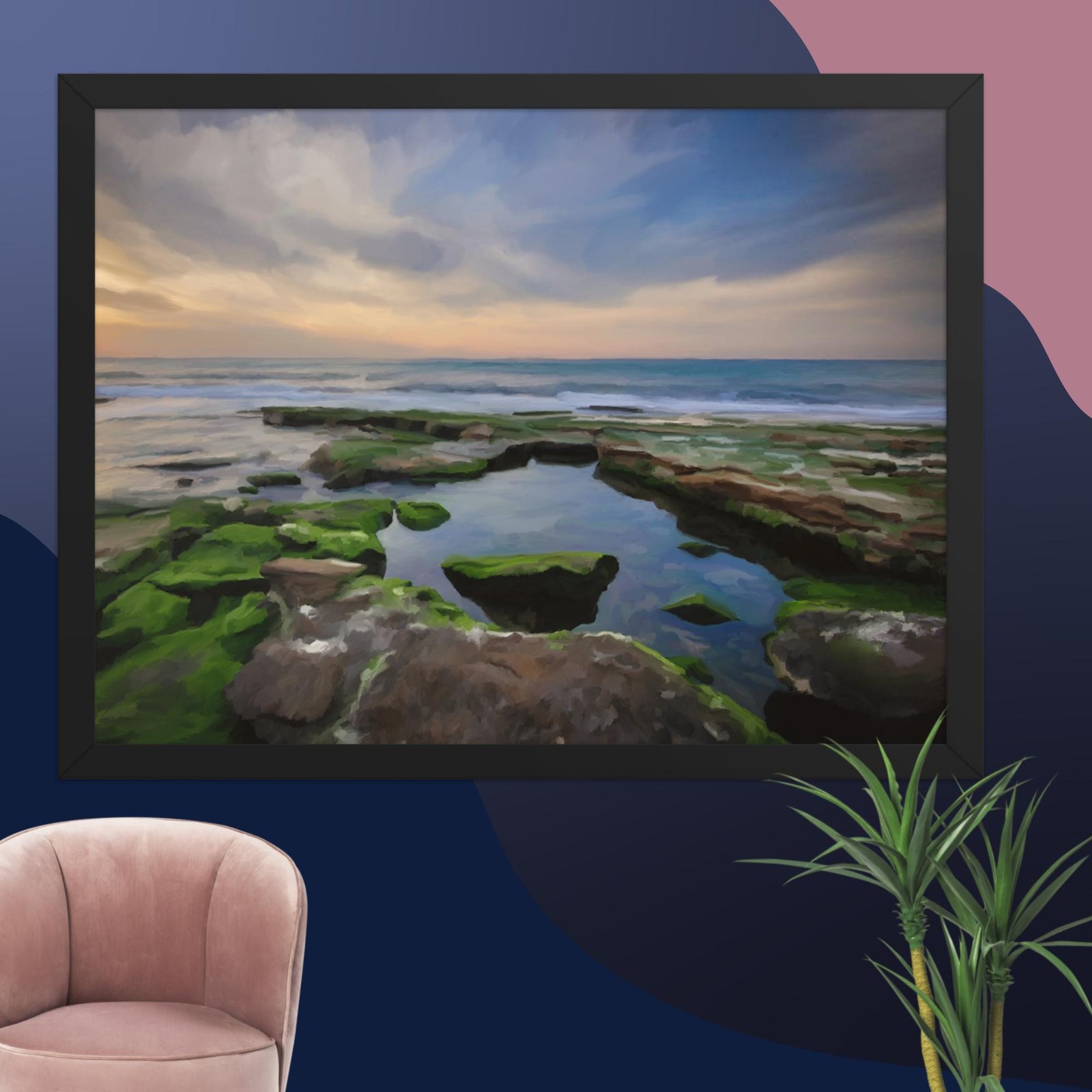 Shanklin rockpool - beach Painting Poster - Image 11