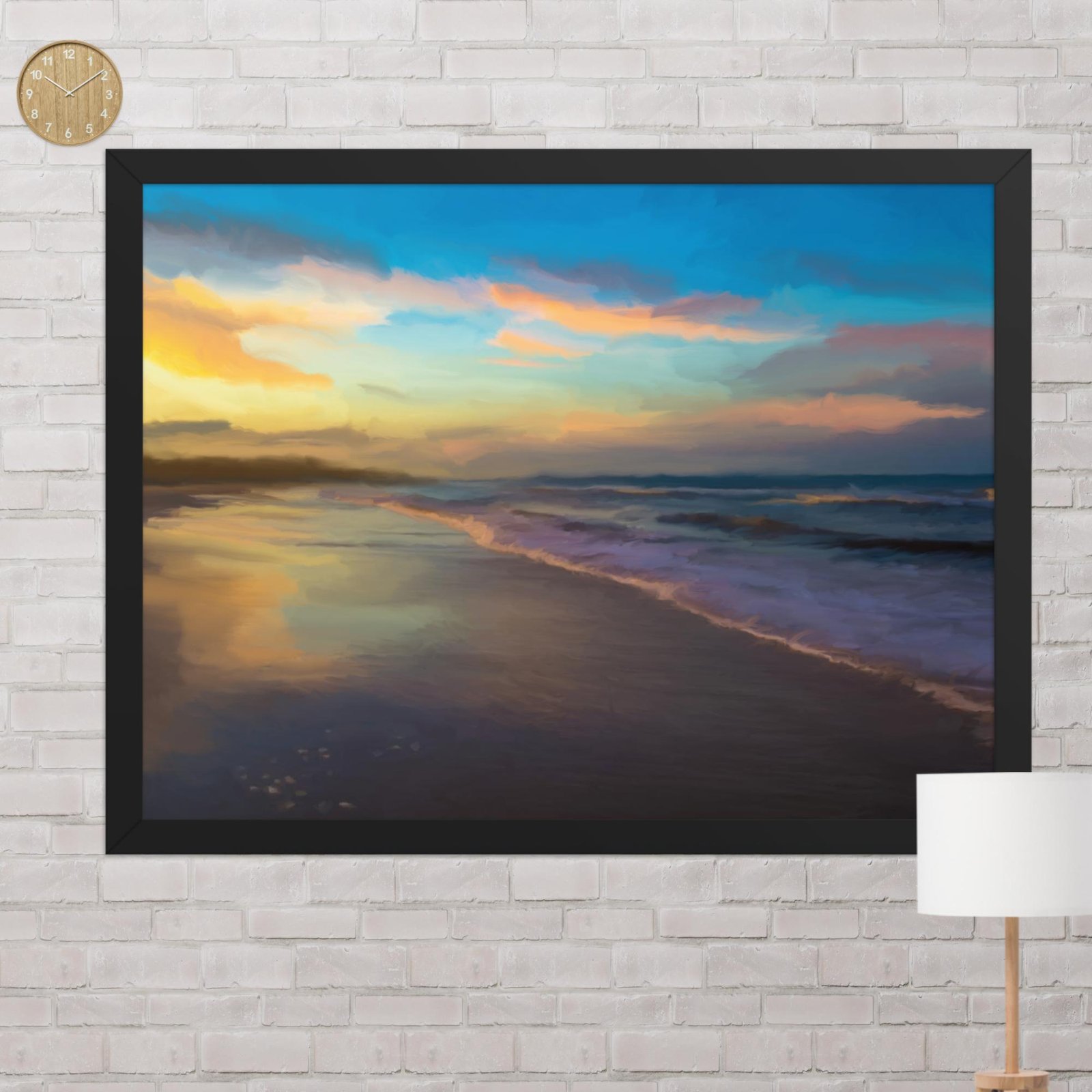 Serene sunset - Beach Seascape Painting Poster - Image 11