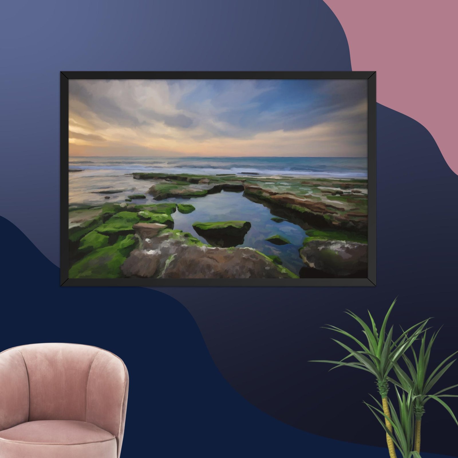 Shanklin rockpool - beach Painting Poster - Image 13