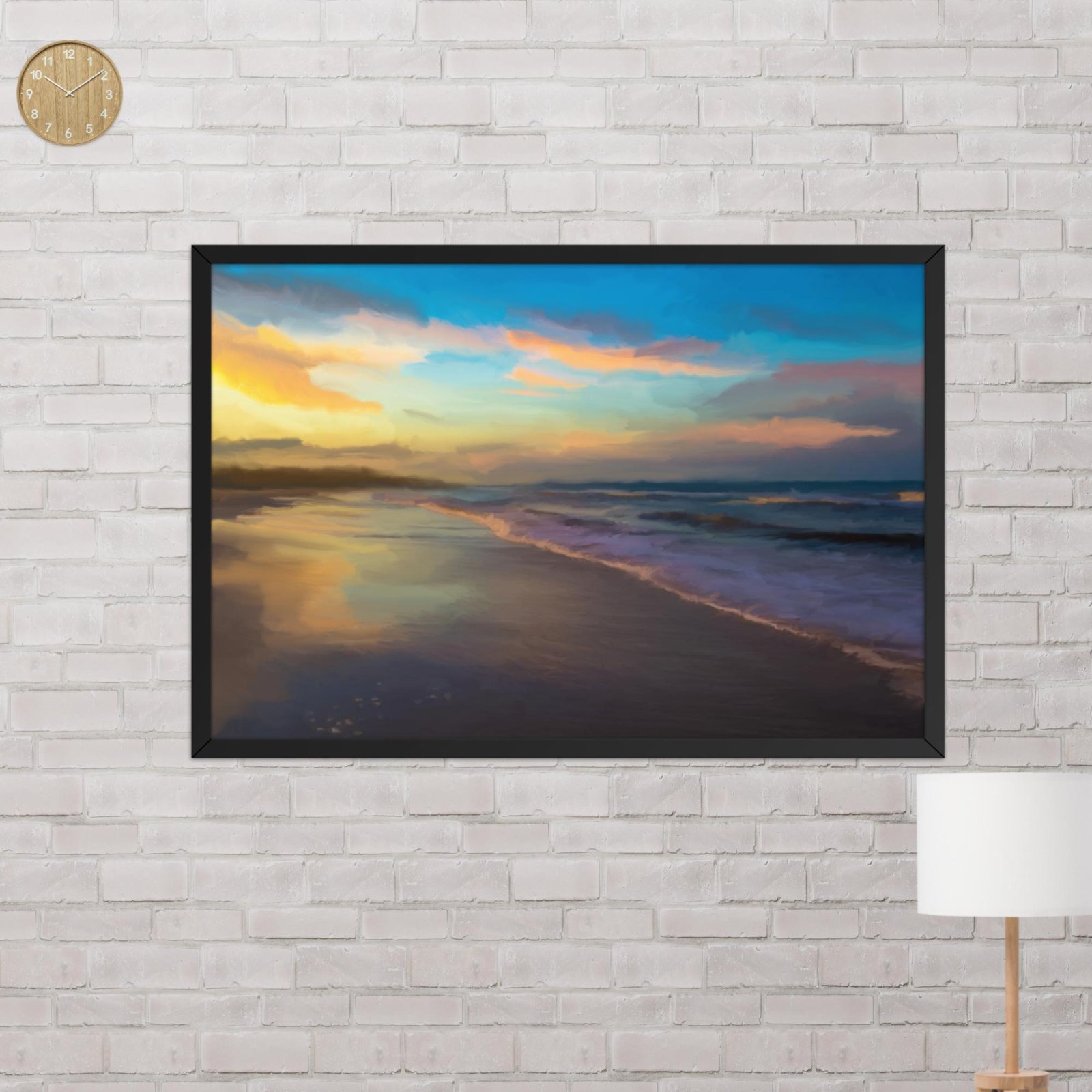 Serene sunset - Beach Seascape Painting Poster - Image 13