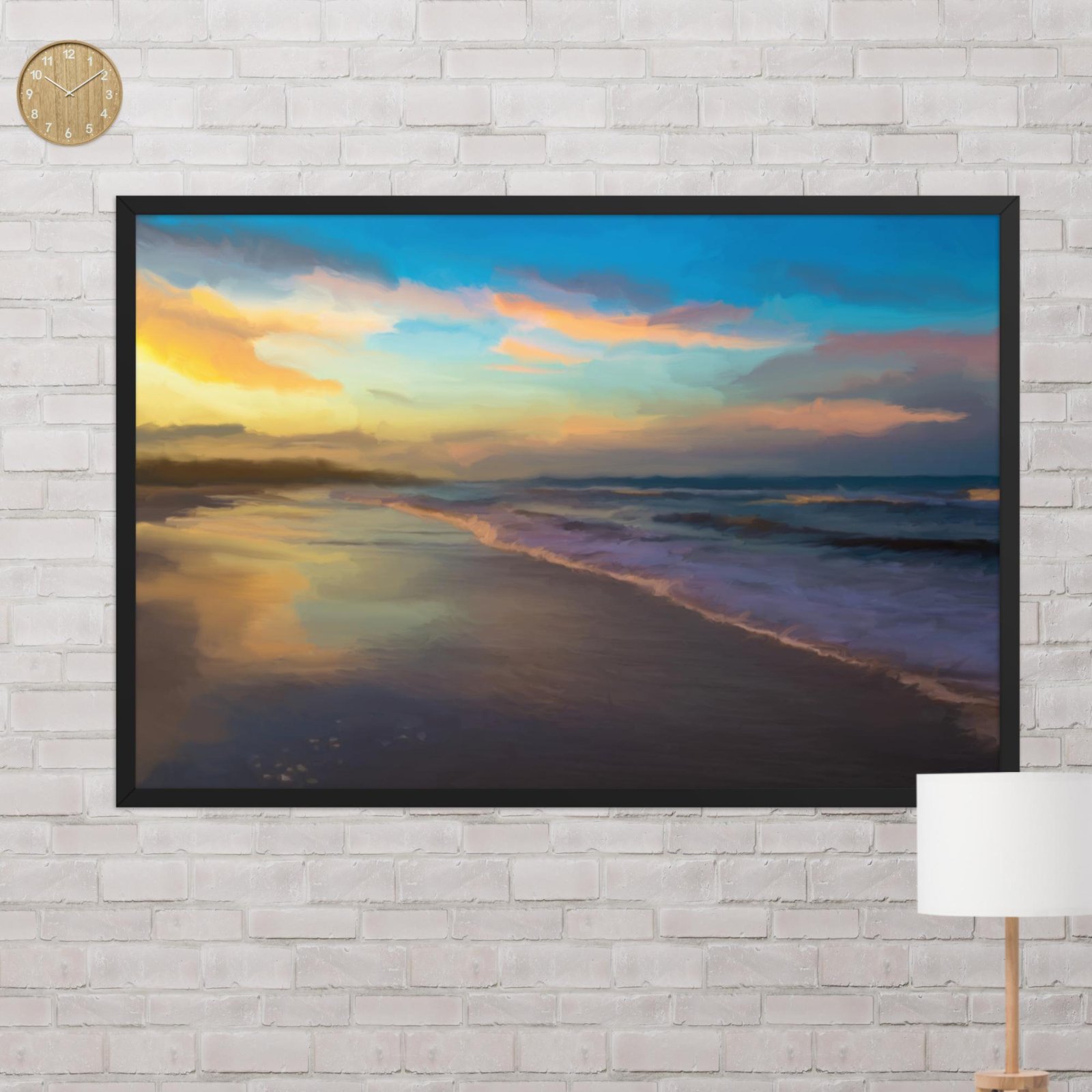 Serene sunset - Beach Seascape Painting Poster - Image 15
