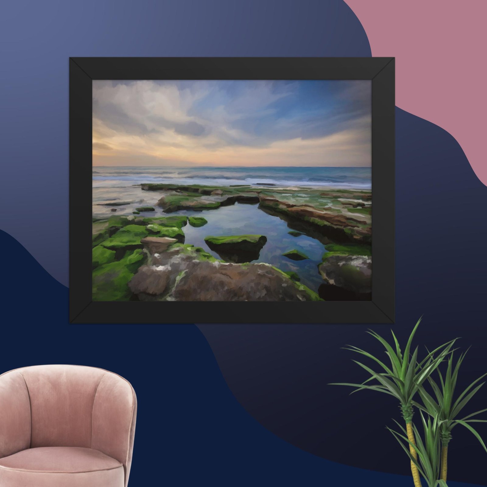Shanklin rockpool - beach Painting Poster - Image 2
