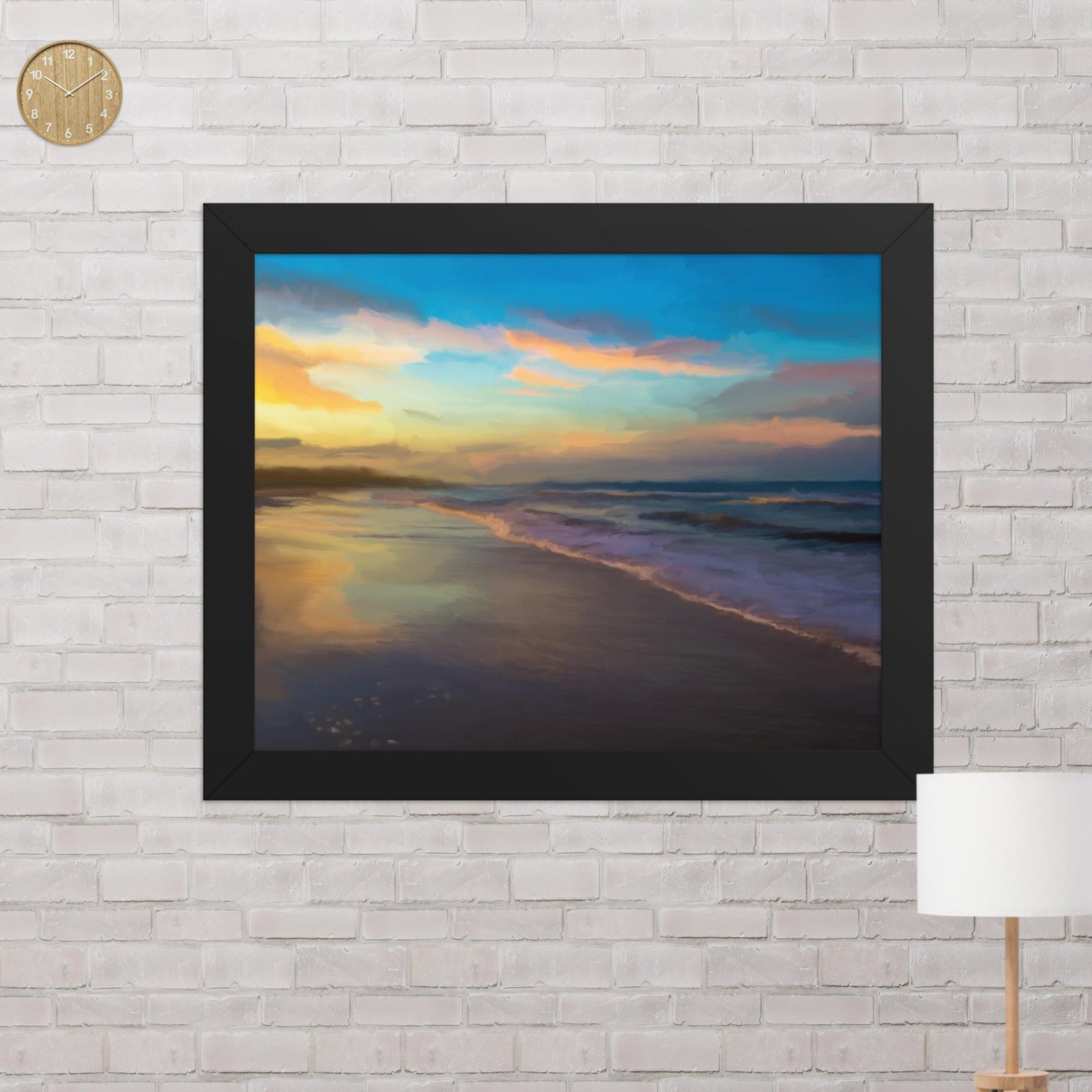 Serene sunset - Beach Seascape Painting Poster - Image 2