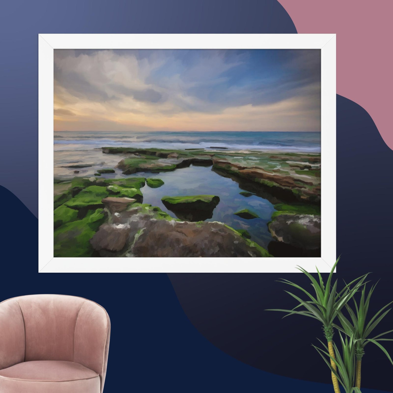 Shanklin rockpool - beach Painting Poster - Image 5