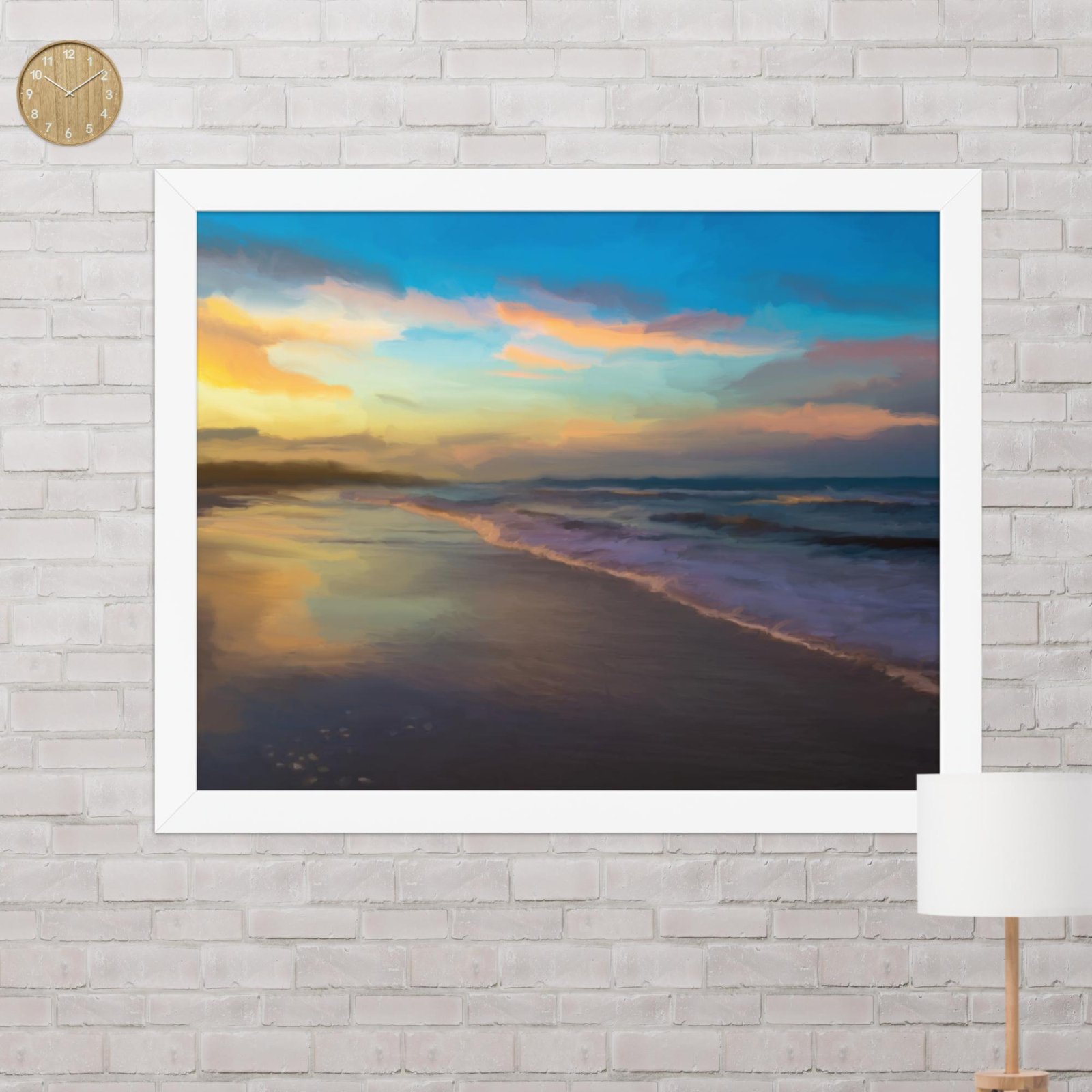 Serene sunset - Beach Seascape Painting Poster - Image 5