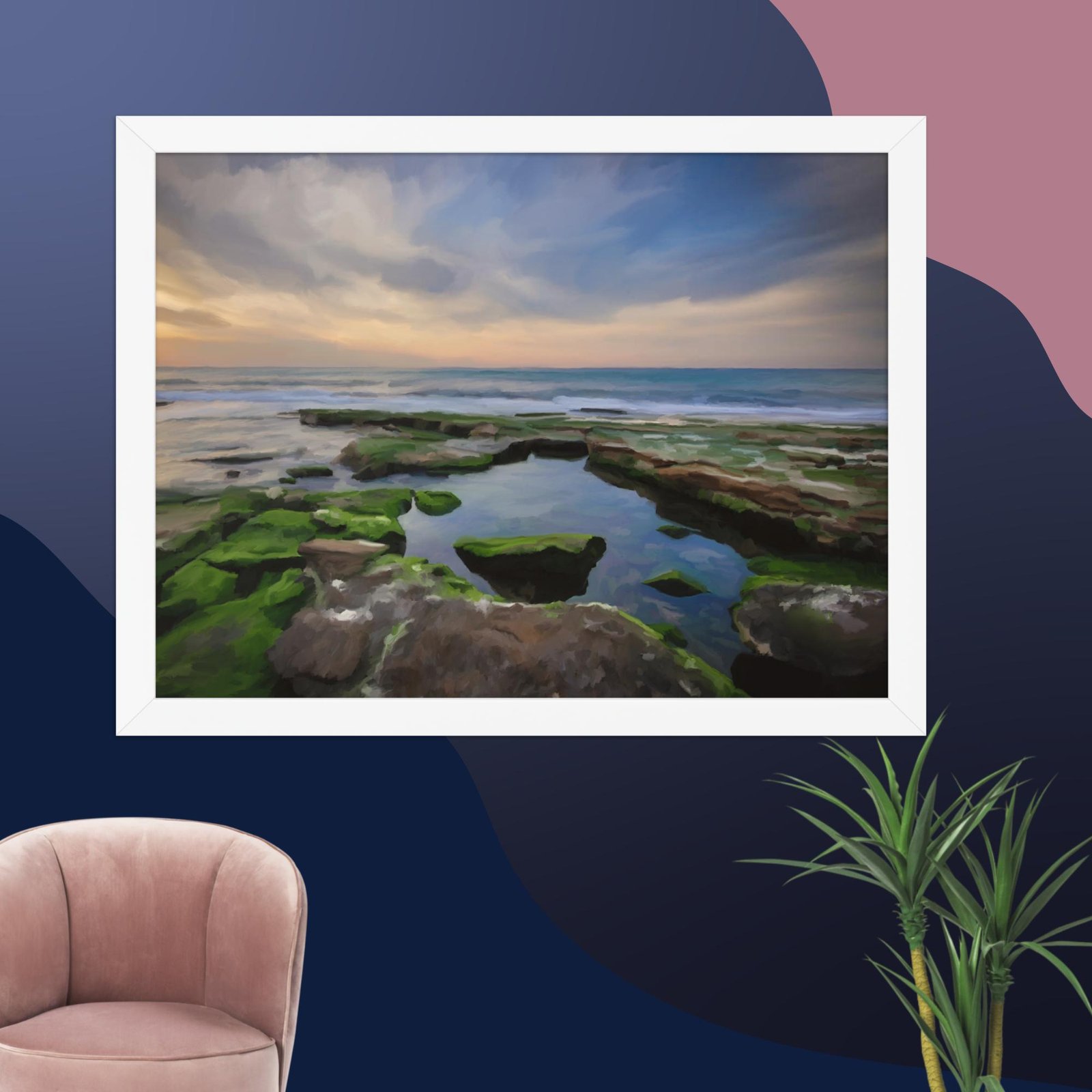 Shanklin rockpool - beach Painting Poster - Image 7