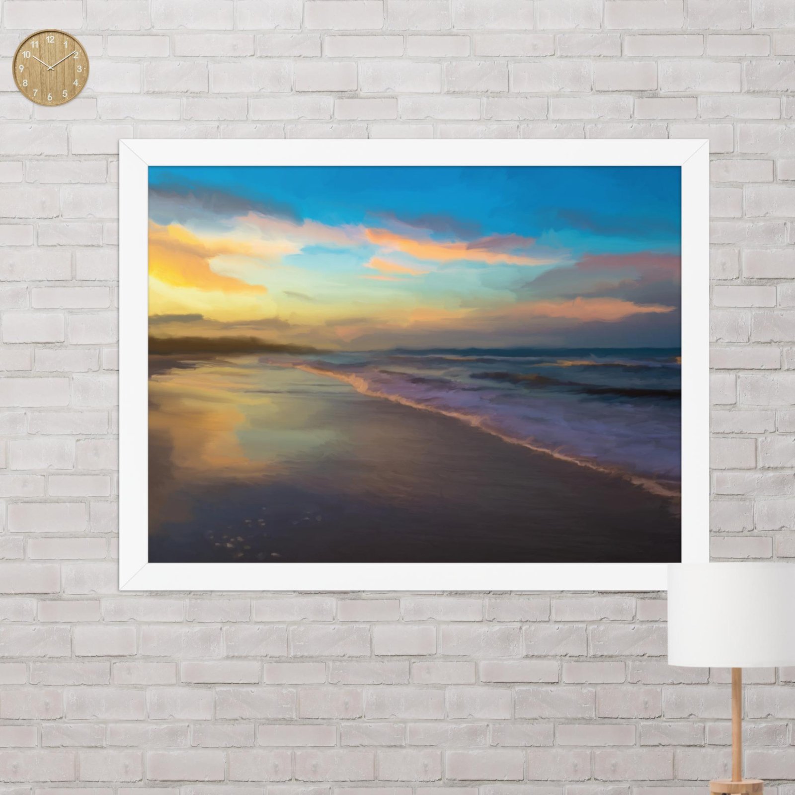 Serene sunset - Beach Seascape Painting Poster - Image 7
