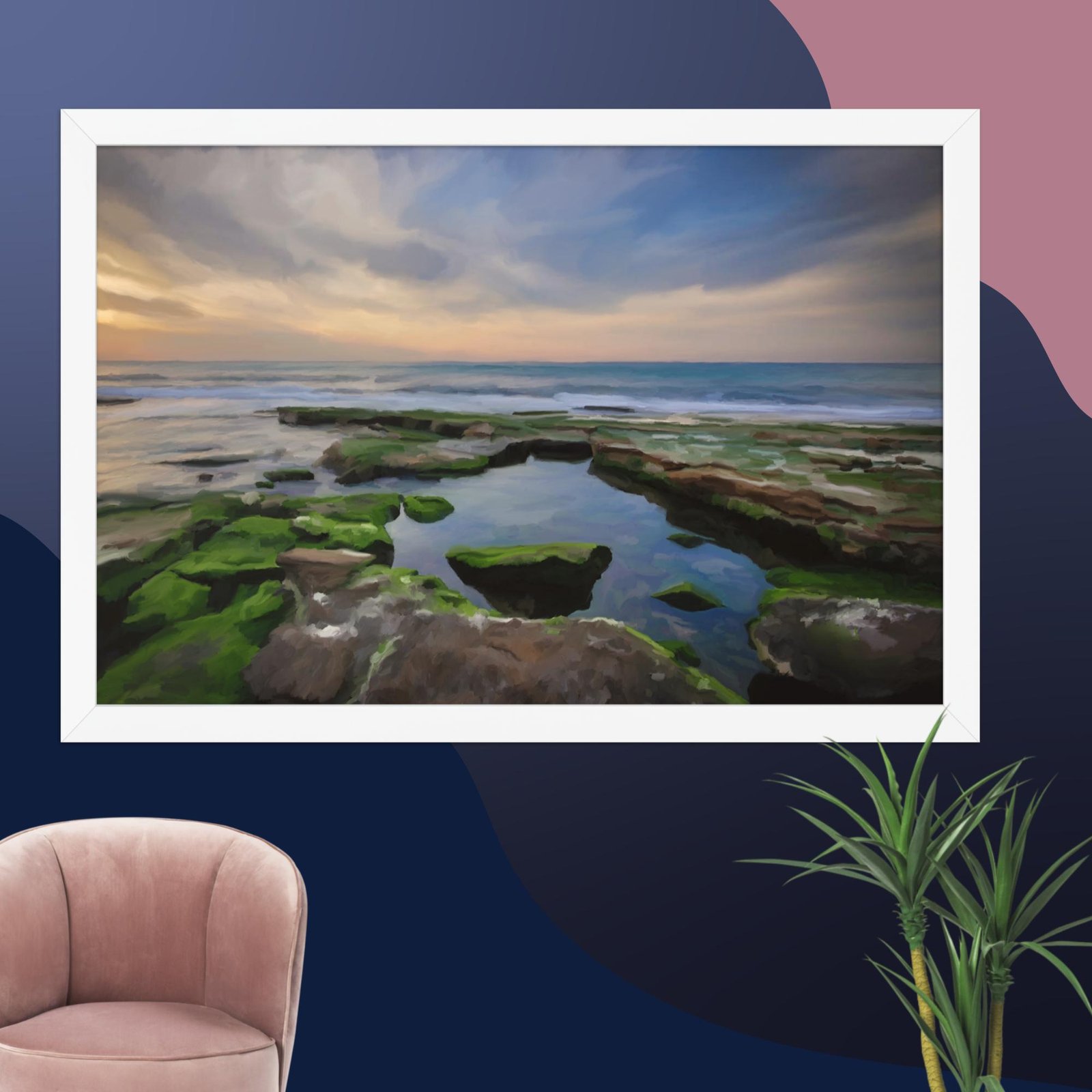 Shanklin rockpool - beach Painting Poster - Image 8