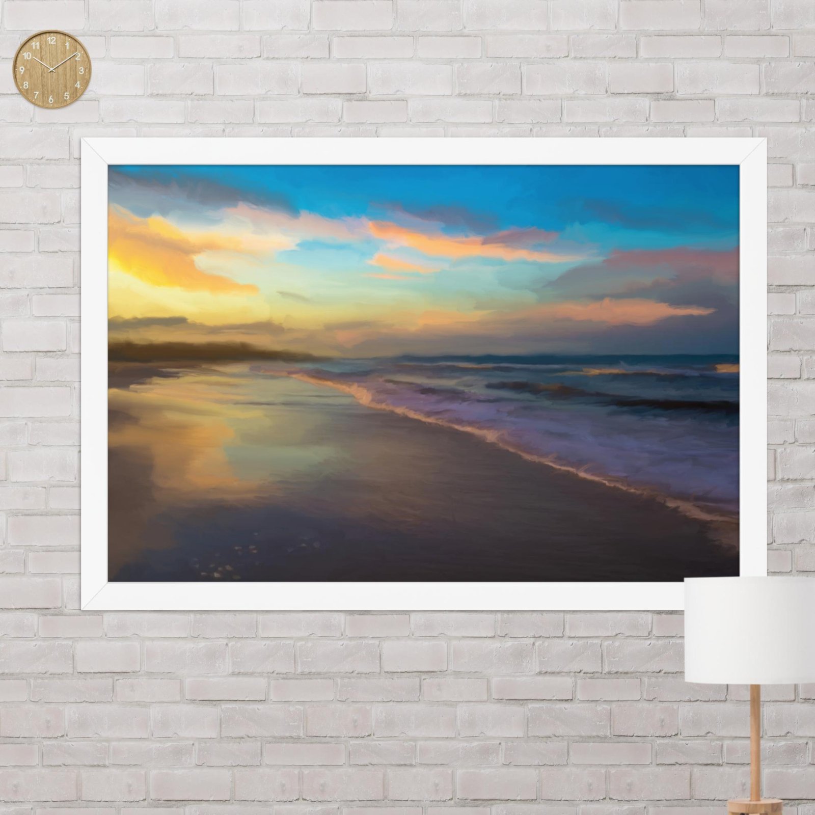 Serene sunset - Beach Seascape Painting Poster - Image 9