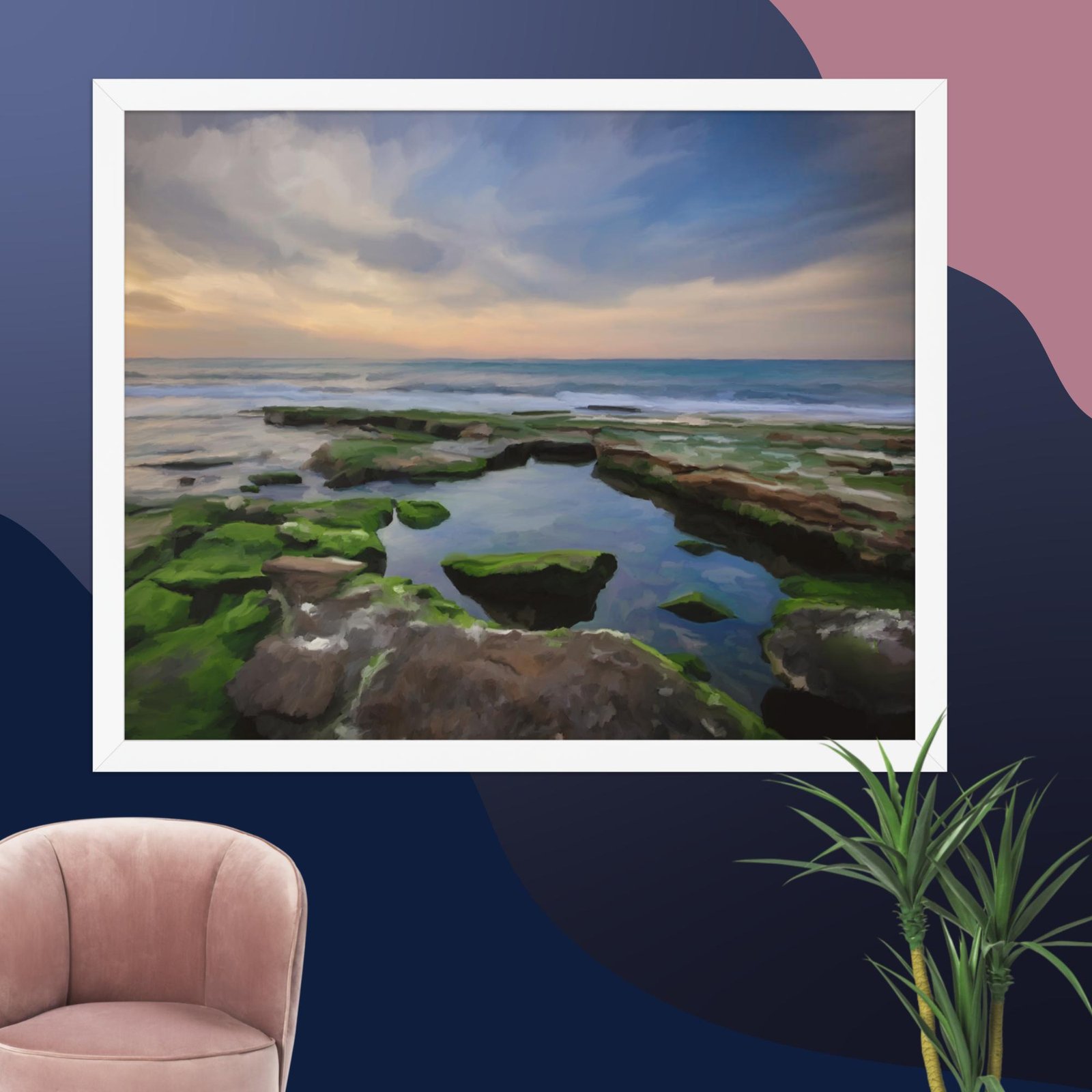 Shanklin rockpool - beach Painting Poster - Image 10
