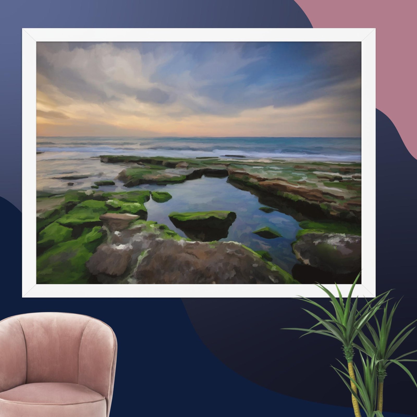Shanklin rockpool - beach Painting Poster - Image 12