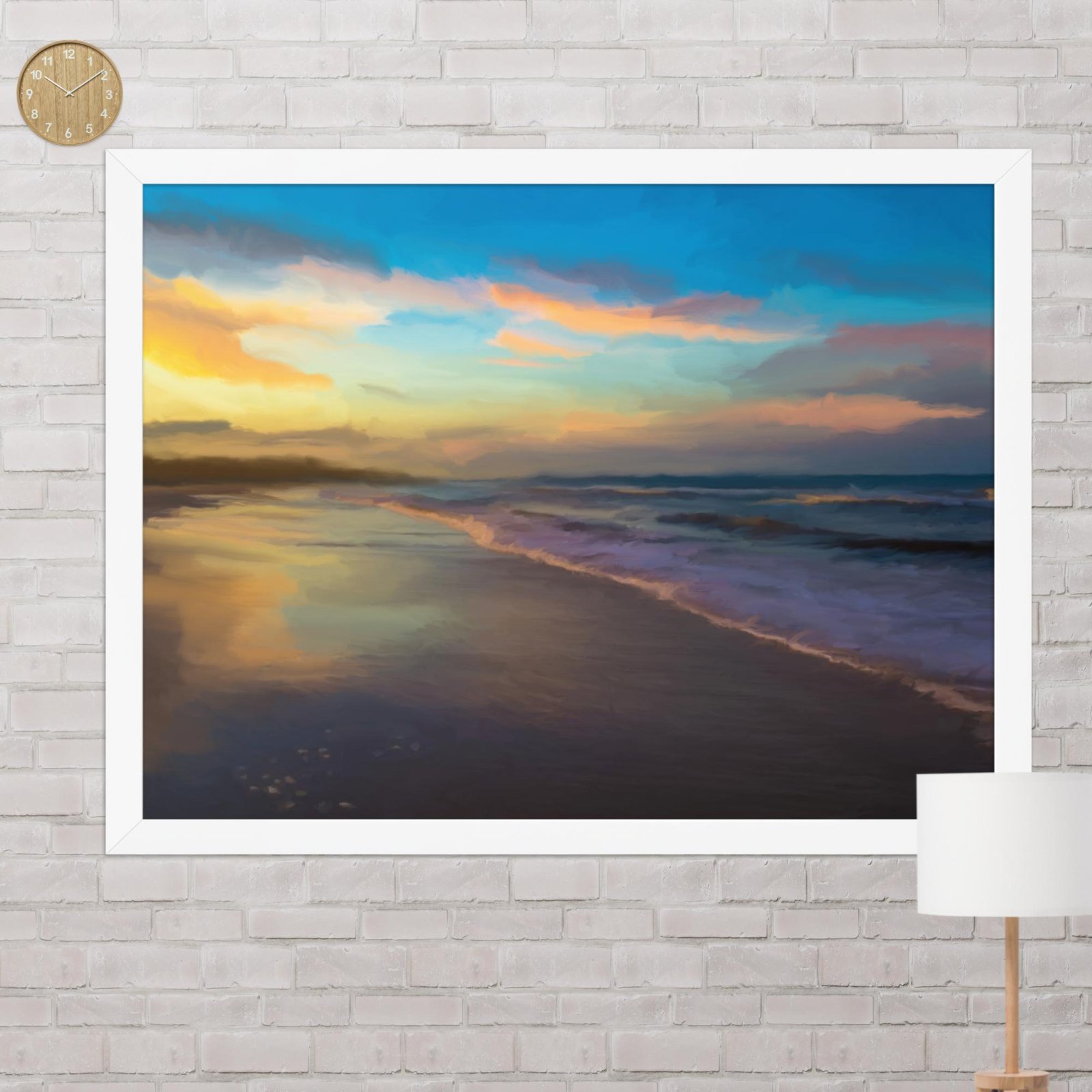 Serene sunset - Beach Seascape Painting Poster - Image 12