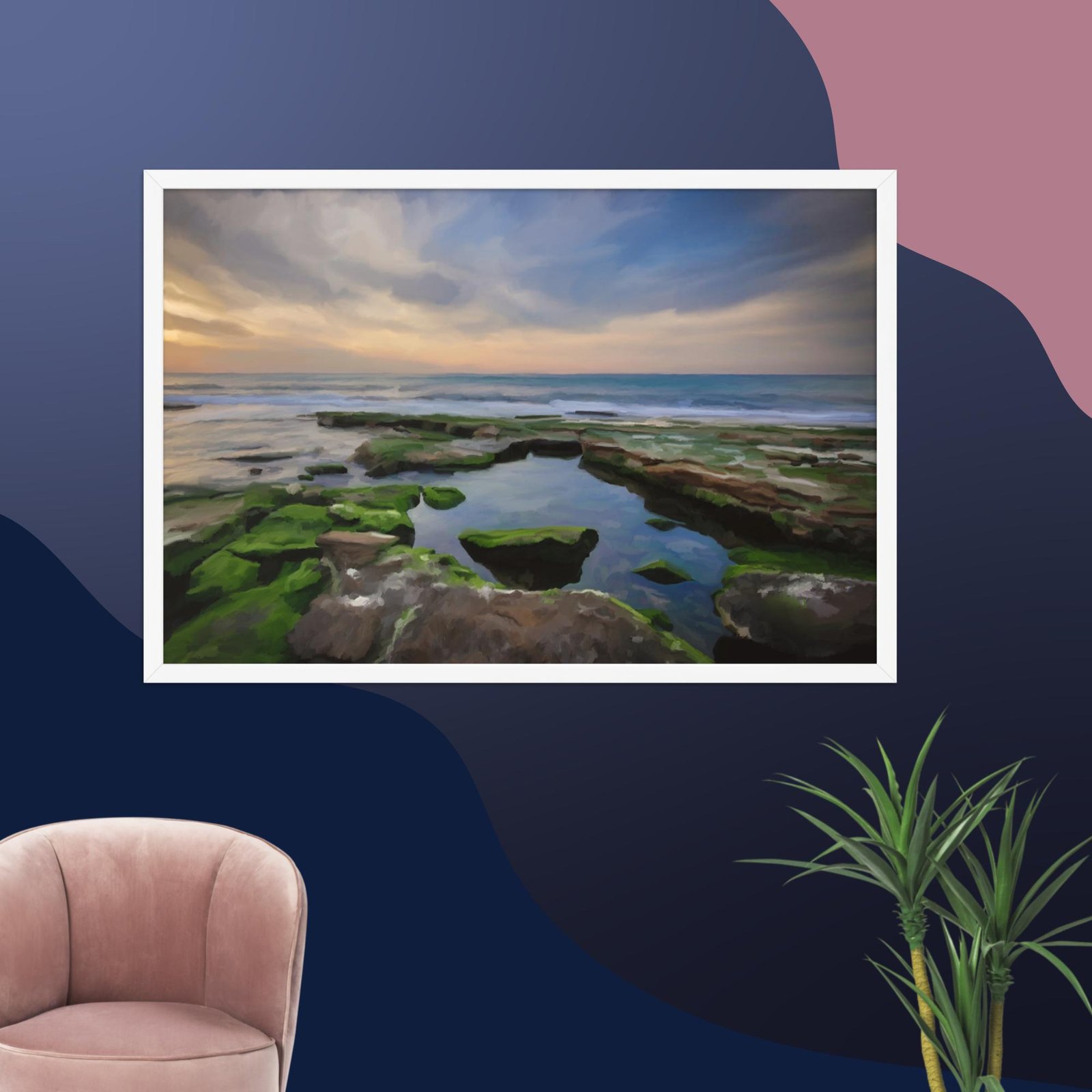 Shanklin rockpool - beach Painting Poster - Image 14