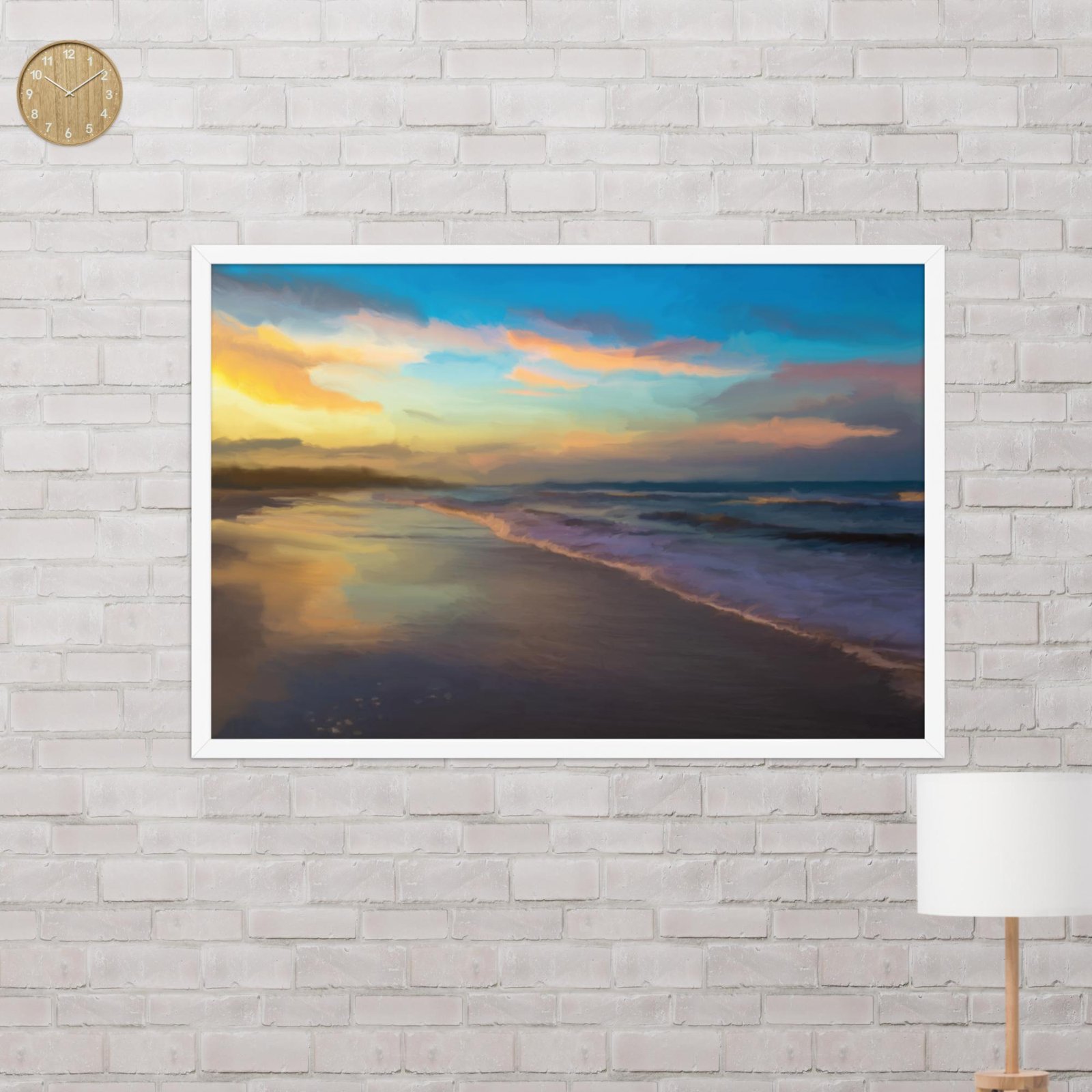 Serene sunset - Beach Seascape Painting Poster - Image 14