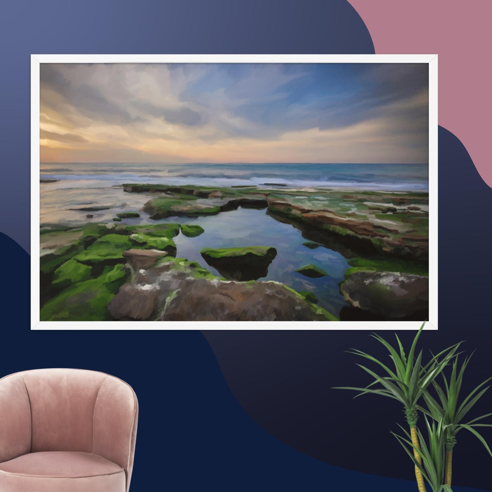 Shanklin rockpool - beach Painting Poster - Image 16