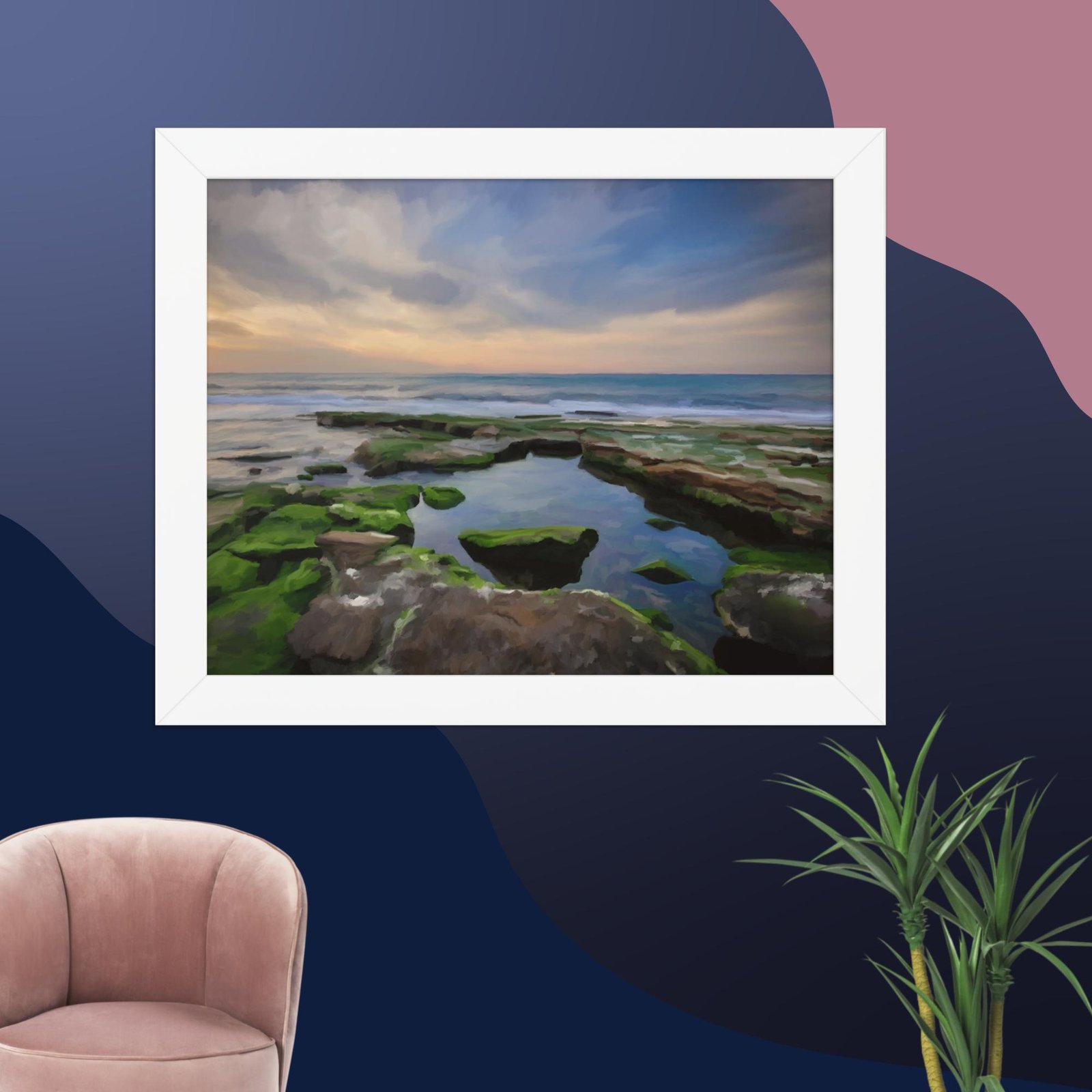 Shanklin rockpool - beach Painting Poster - Image 3