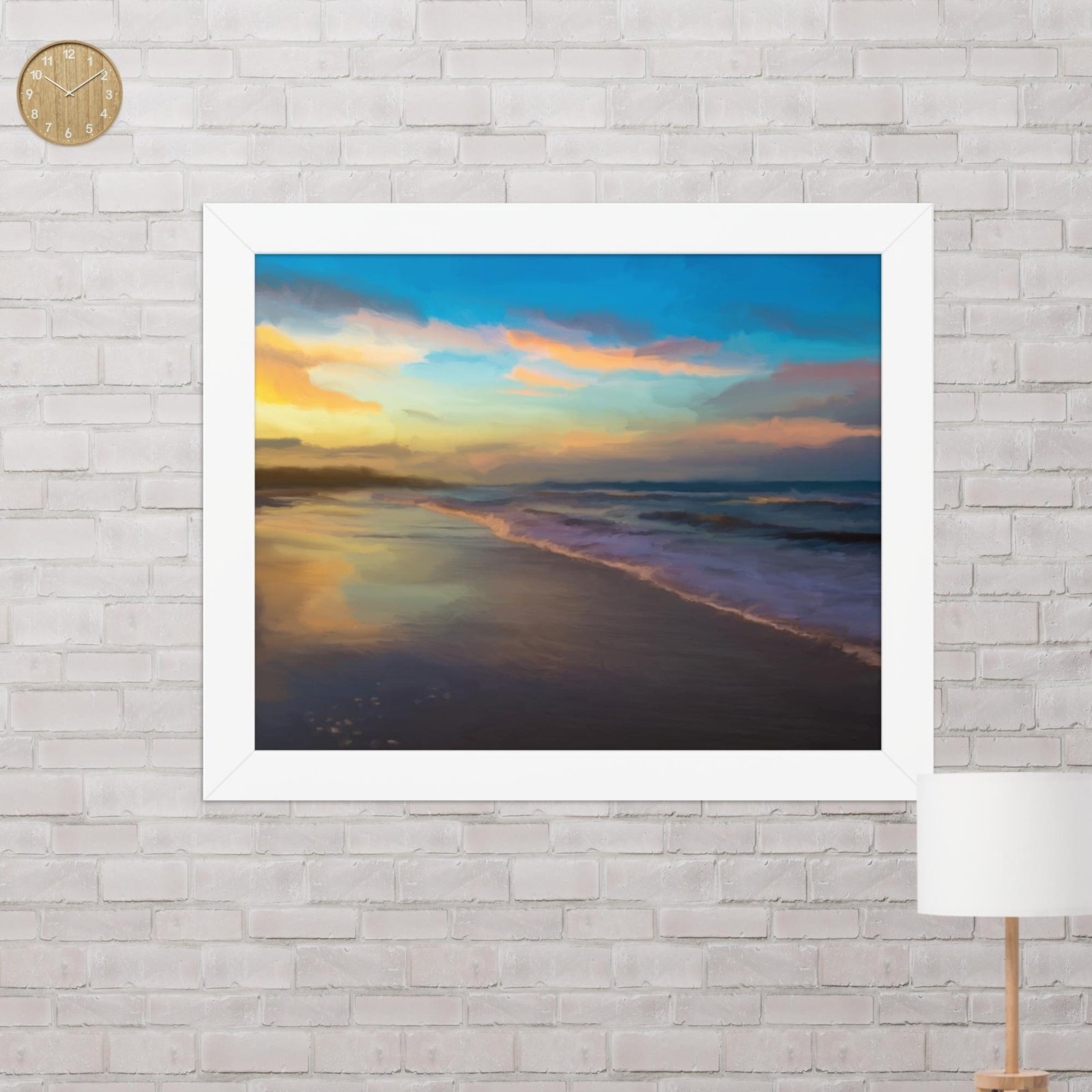 Serene sunset - Beach Seascape Painting Poster - Image 3