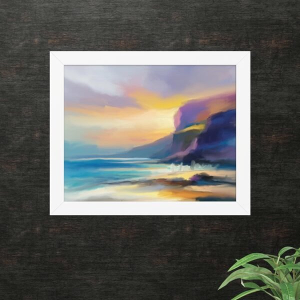 Just Beyond The Cliffs - beach / Seascape Painting Poster - Image 2