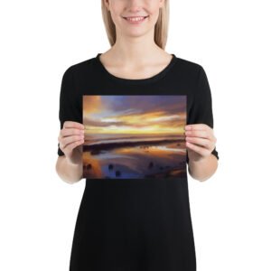 Setting sun - Beach / Seascape Painting - Poster