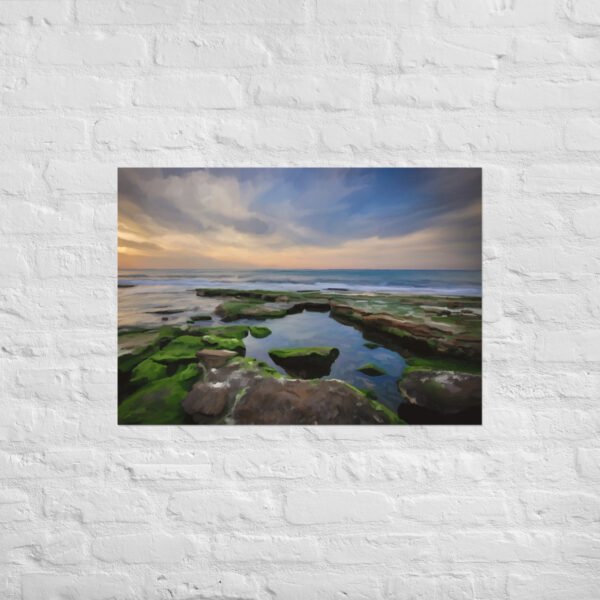 Shanklin Rockpool Beach / Seascape Painting- Poster - Image 2