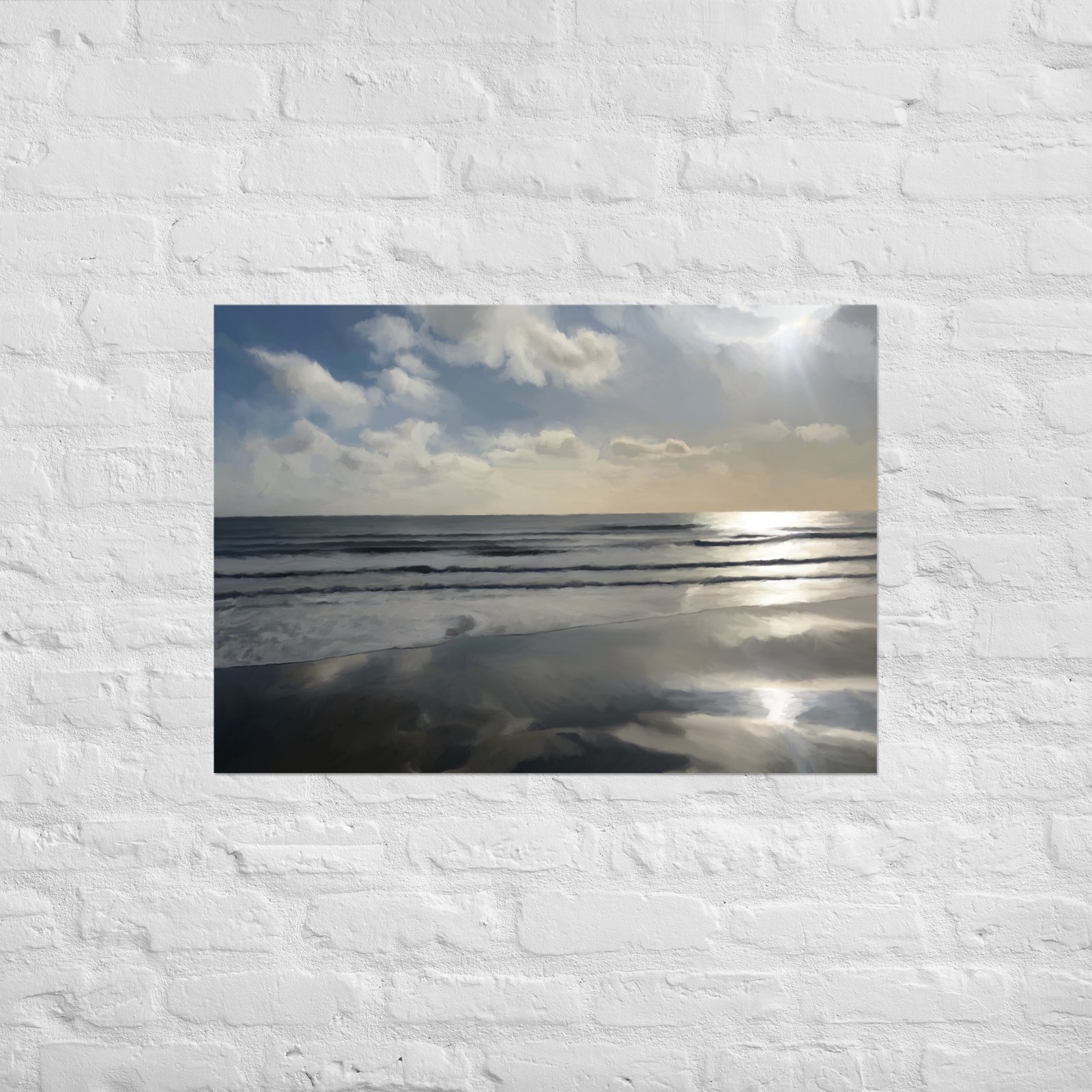 Calm Shores Beach / Seascape Painting -Poster - Image 2