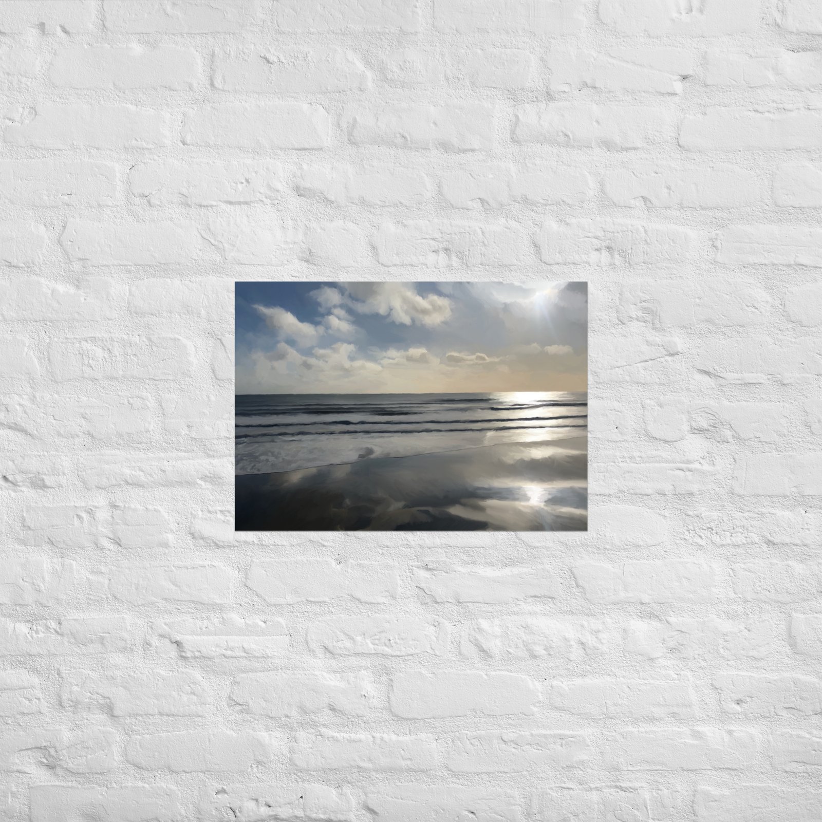 Calm Shores Beach / Seascape Painting -Poster - Image 3